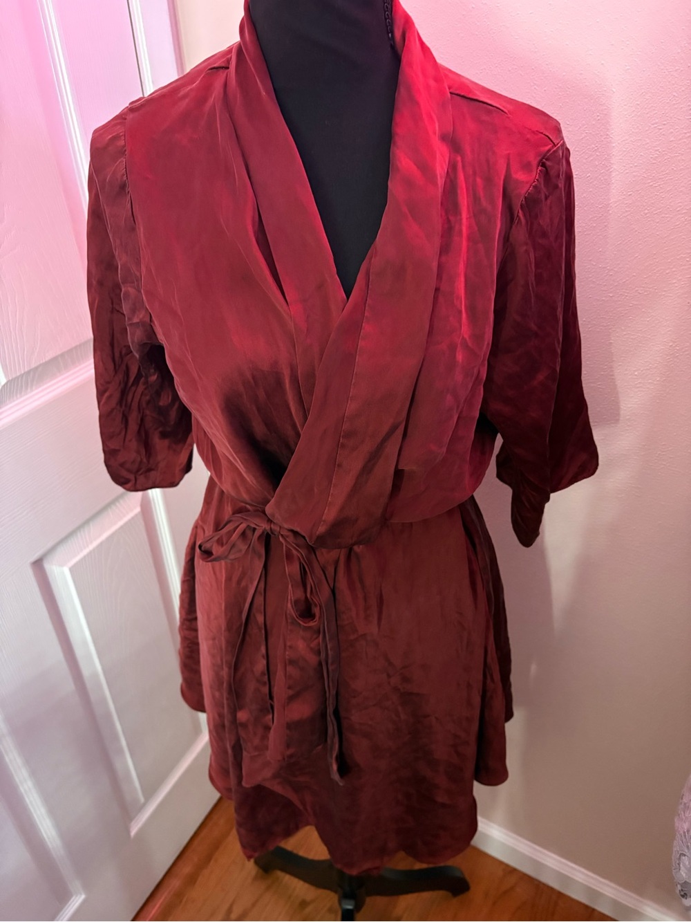 Zinke Deep Red SILK Wrap Robe